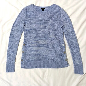 Ann Taylor Factory Knit Sweater w/ Side Buttons Color Blue/White Size XS